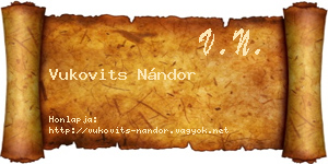 Vukovits Nándor névjegykártya